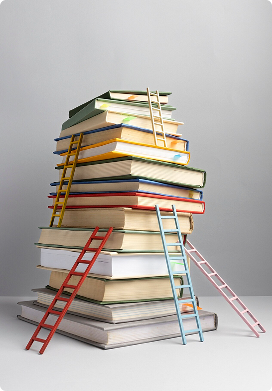Libros con escaleras
